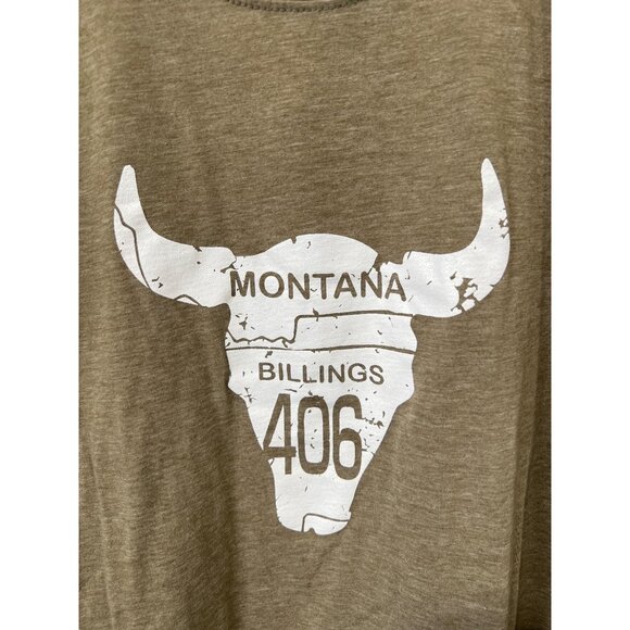 Next Level Apparel Montana Billings 406 Graphic Tee Size XL Bull Horns Tee Green - Picture 3 of 7